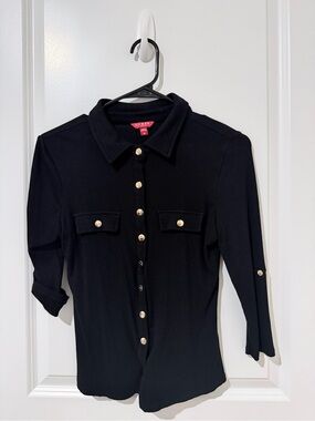 GUESS Black Button-Front Shirt with Gold Buttons